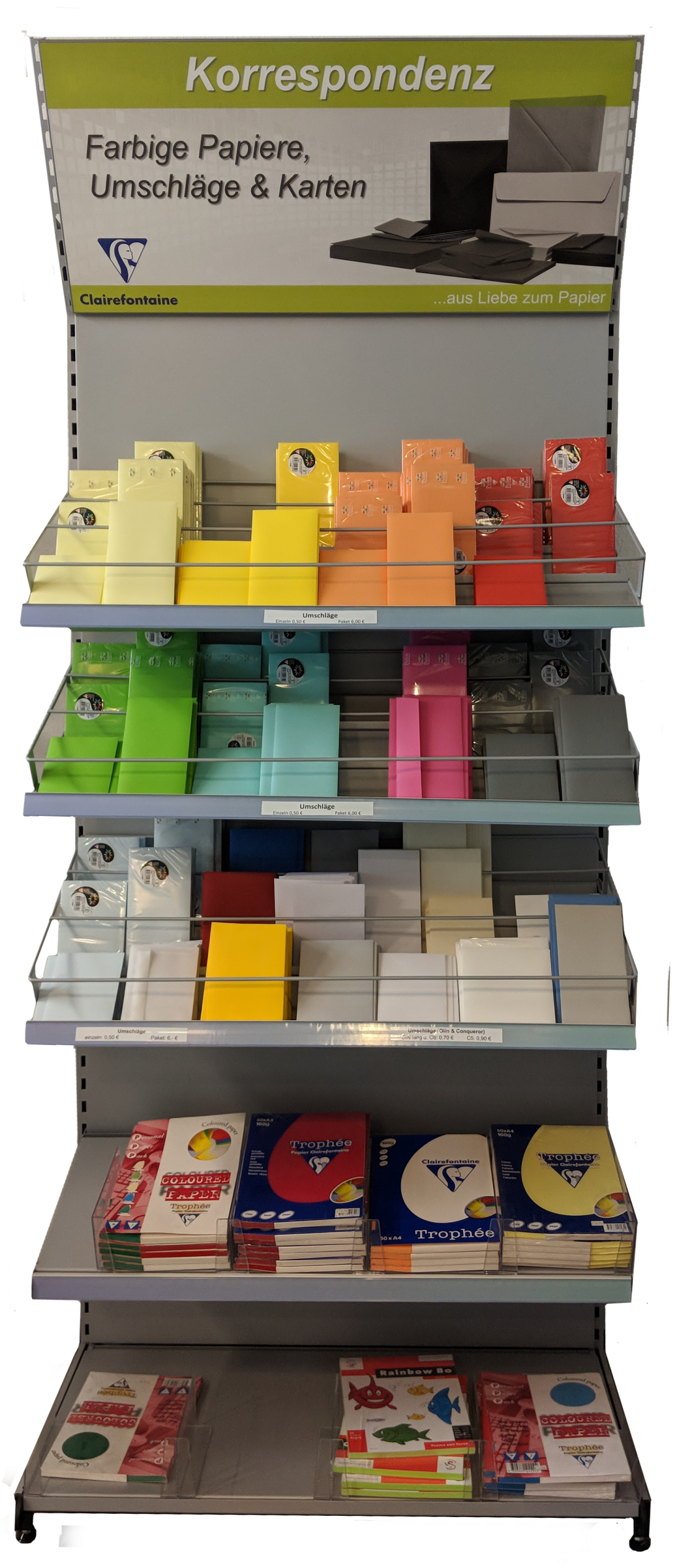 Schreibwaren, farbige Umschläge, Papier, Bewerbungsmappen